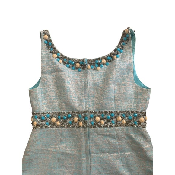 Lilly Pulitzer Dress Womens Size 6 Aqua Blue Metallic Beaded Sleeveless Shift - Picture 6 of 9